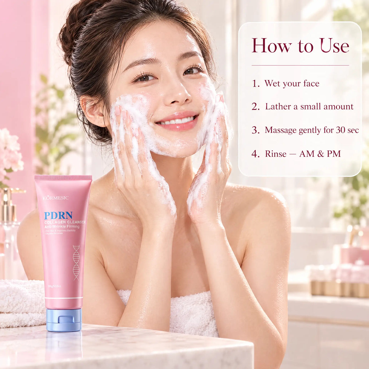 bScora PDRN Collagen Cleansing Milk how to use